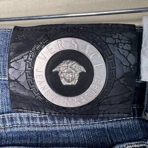 Vintage Versace Signature Jeans Straight Leg Low Rise Medusa Head Logo Womens 26